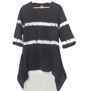 Peanut Punch Womens Small Dress Tie Dye Black White Tie Dye Gauze Hippie